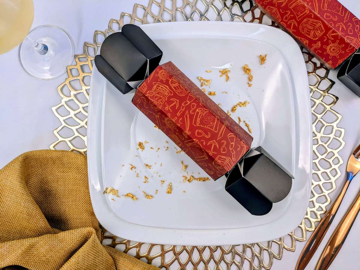 red christmas bonbon on a table setting